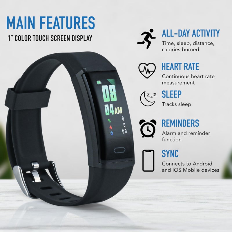 ZewaÂ® Fitness Activity Tracker, Heart Rate Monitor, Free Pro App, Step Counter, Sleep Tracker, Remote Camera Support, Notifications & Alarms, Weather Data Display, Find Phone Feature - Image 3